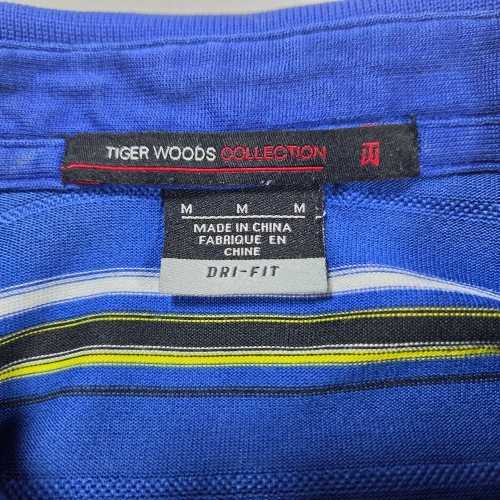Nike Tiger Woods Collection Mens Blue Striped Golf Polo Shirt M 416671-437